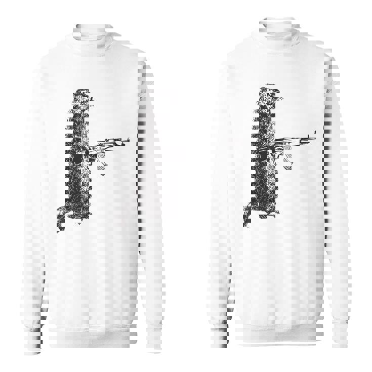 Hunting Woodchuck Ak-47 Gun Groundhog Sweatshirt