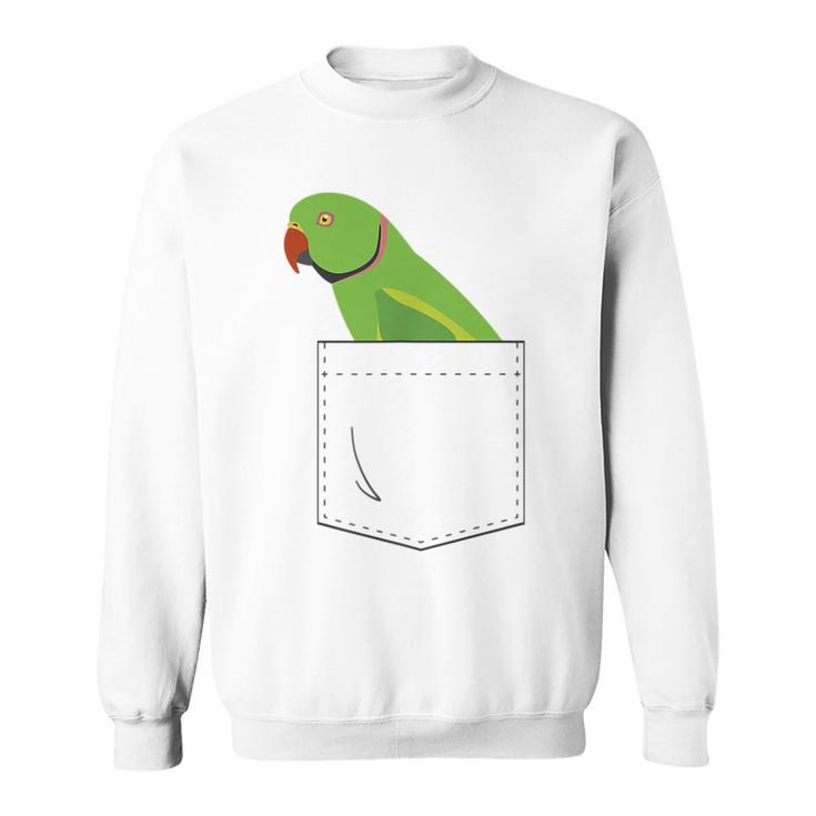 Indian Ringneck Parakeet Parrot Male Fake Pocket Sweatshirt