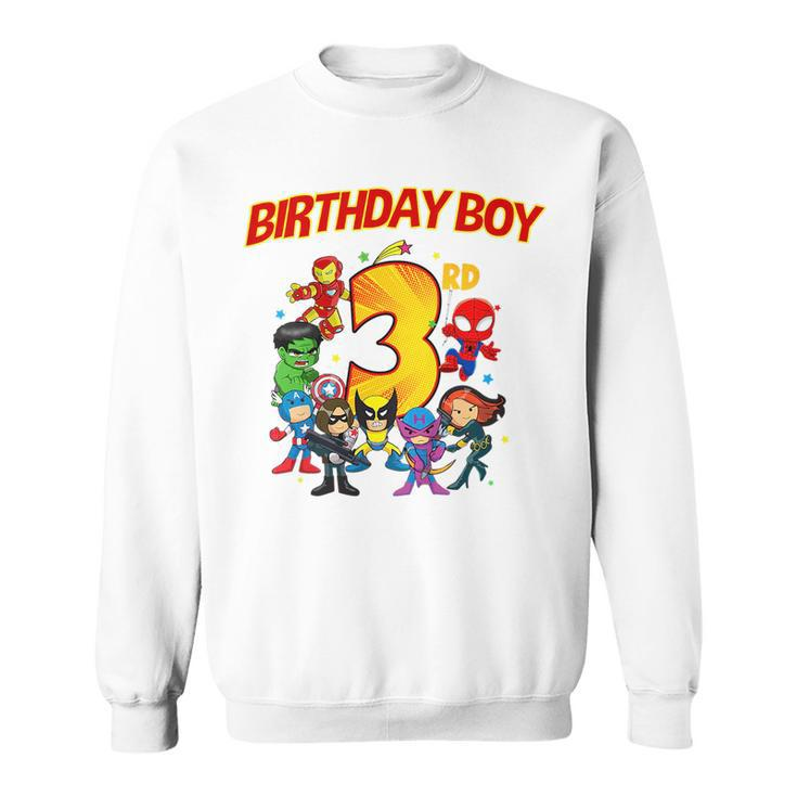 Kids 3Rd Third Birthday Boy  Superhero Super Hero Party  Sweatshirt