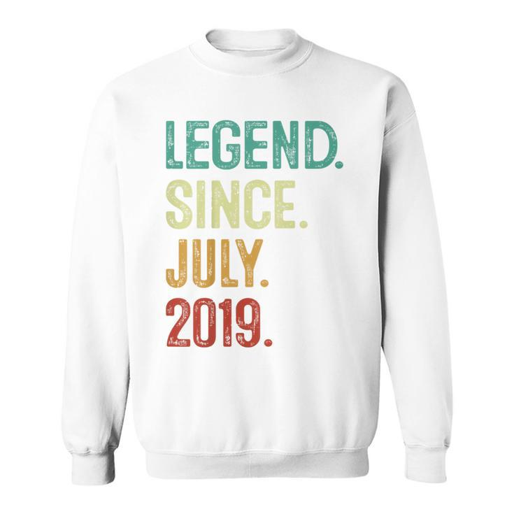 Kids 4 Years Old Legend Since July 2019 4Th Birthday Sweatshirt