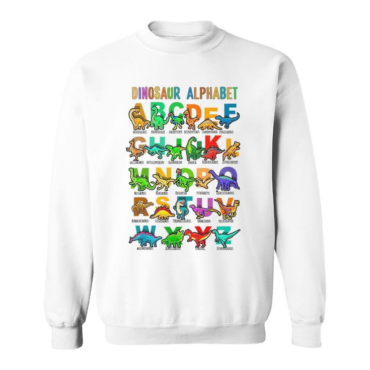 Kids Back To School Types Of Dinosaurs Alphabet Identification  Sweatshirt