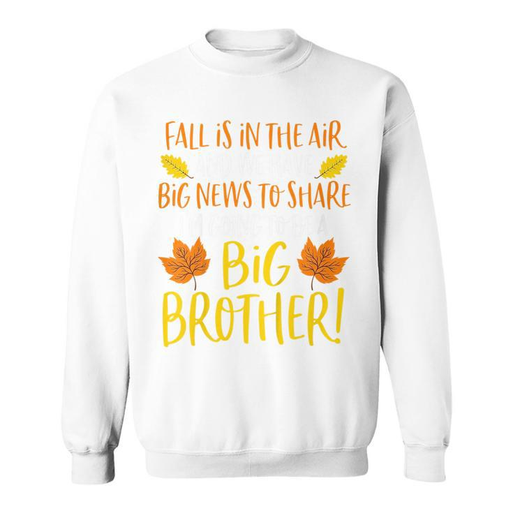 Kids Big Brother Fall Pregnancy Announcement  Autumn Baby 2 Sweatshirt