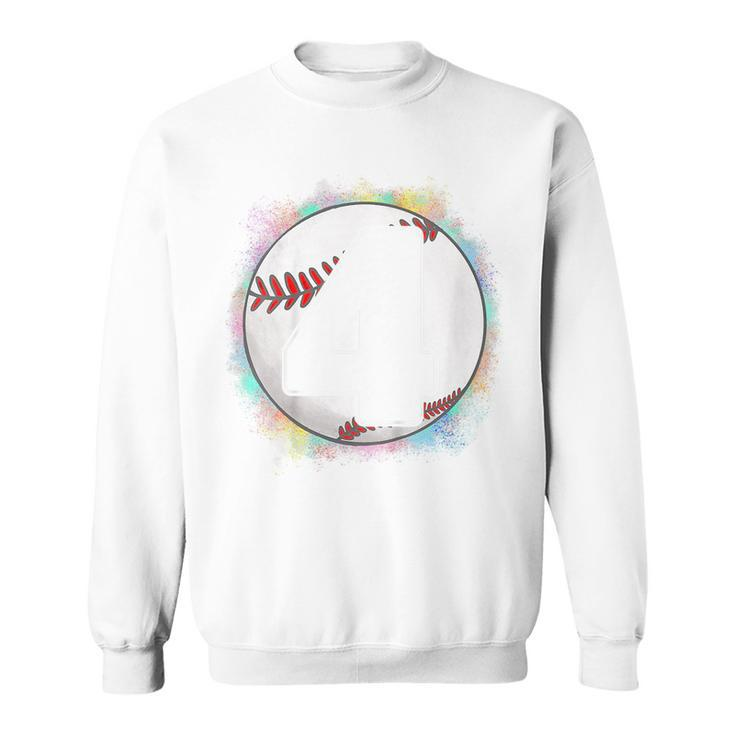 Kids Birthday Boy 4 Four Baseball 4Th Birthday Baseball Player Baseball Funny Gifts Sweatshirt