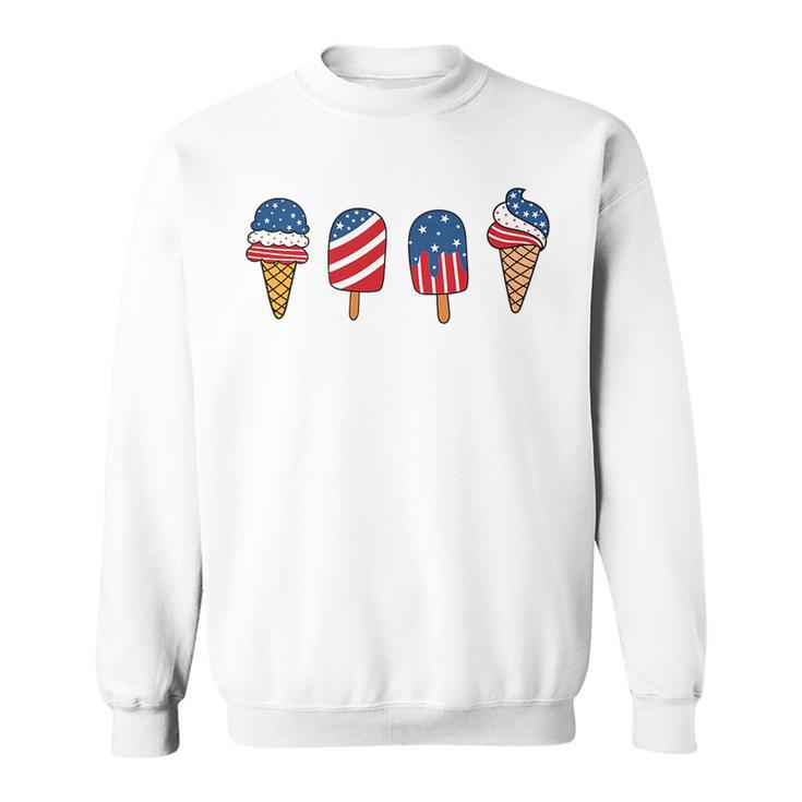 Kids Ice Cream 4Th Of July Cool Dessert Patriotic Kids Toddler  Sweatshirt