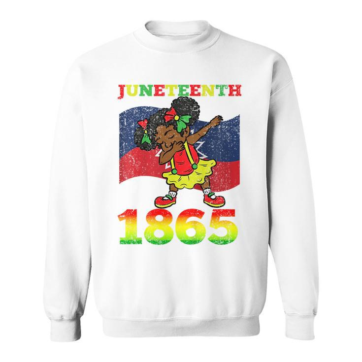 Kids Junenth 1865 Cute Dabbing Black History Afro African Kids  Sweatshirt