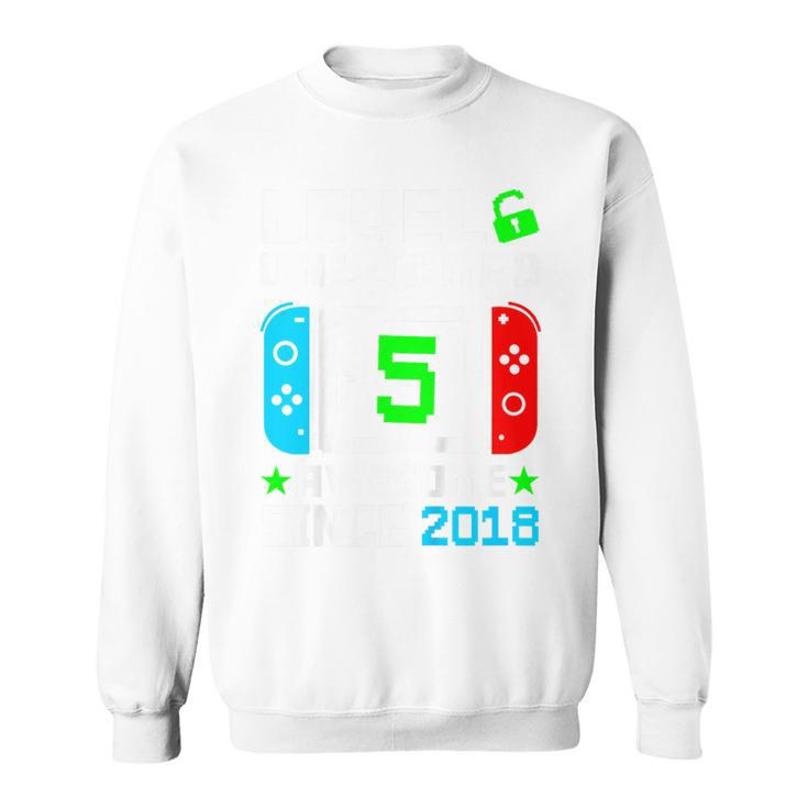 Kids Kids Level 5 Unlocked 5Th Birthday 5 Year Old Boy Gift Gamer Sweatshirt