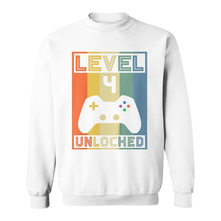 Kids Level 4 Unlocked - Video Gamer - 14Th Birthday Gaming Gift  Sweatshirt