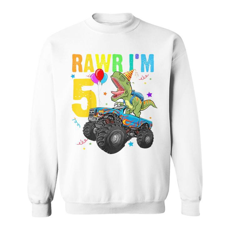 Kids Rawr Im 5Th Birthday Boy Dinosaur T Rex 5 Year Old Gifts  Sweatshirt