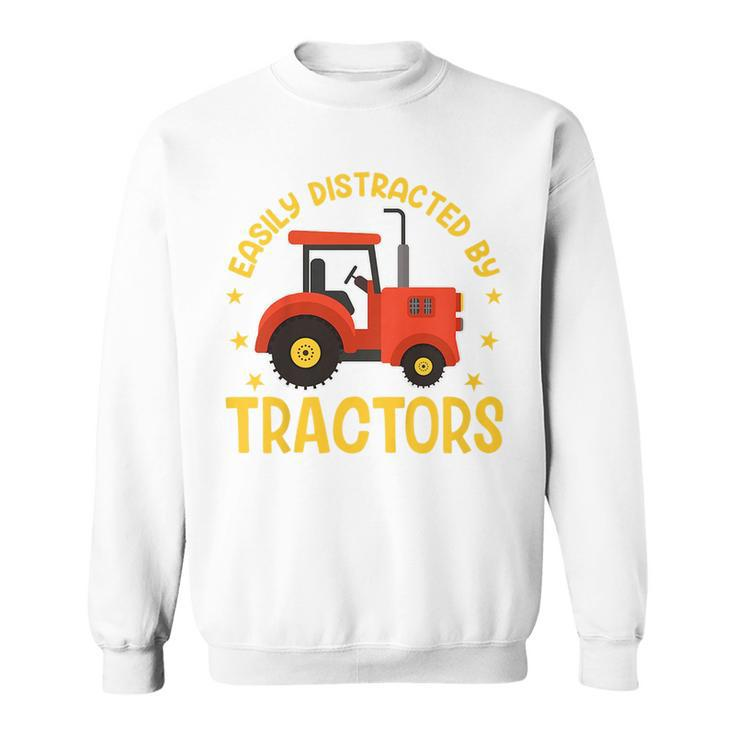 Kids Tractor Toddler Boys Farm Easily Distracted By Tractors  Sweatshirt