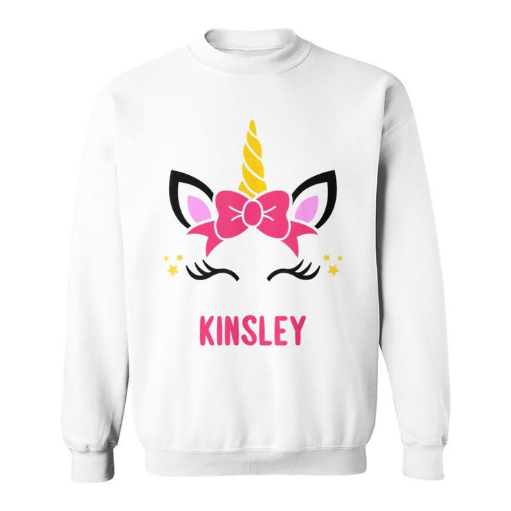 Kinsley Personalized Pink Bow Unicorn Face Sweatshirt