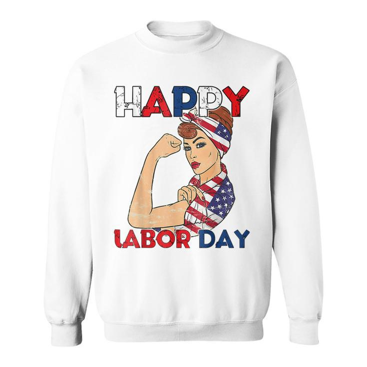 Labor Day Rosie The Riveter American Flag Woman Usa Sweatshirt