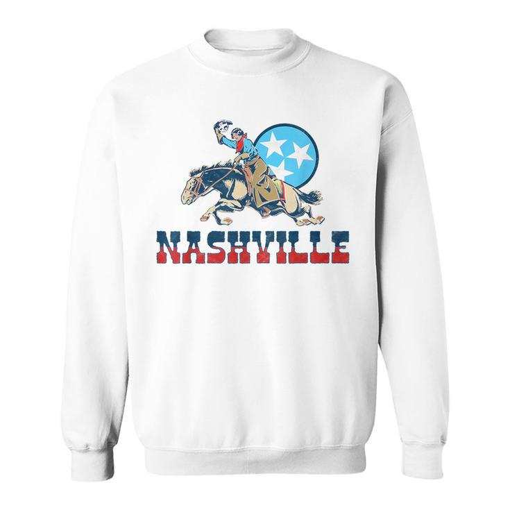 Nashville Vintage Cowgirl & State Flag Tennessee Stars Retro  Tennessee Funny Gifts Sweatshirt