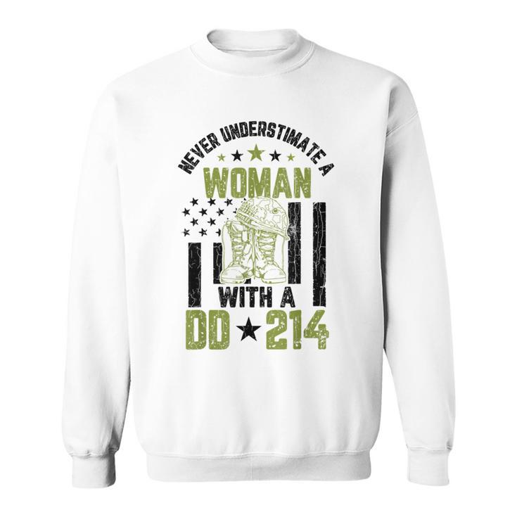 Never Underestimate A Woman Veteran Veterans Day Graphic Veteran Funny Gifts Sweatshirt