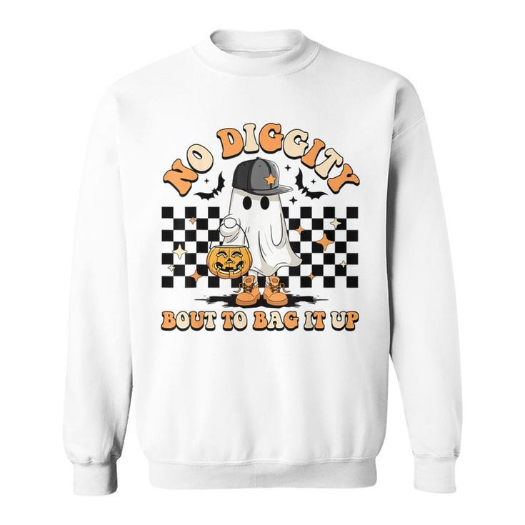 No Diggity Bout To Bag It Up Retro Halloween Spooky Season Sweatshirt