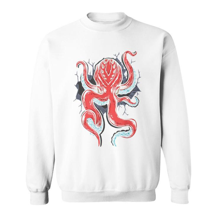 Octopus  Sea Monster Ocean Creatures Scary Squid Kraken  Sweatshirt