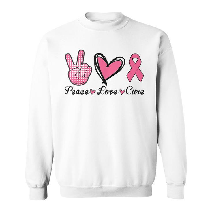 Peace Love Cure Heart Pink Ribbon Breast Cancer Awareness Sweatshirt