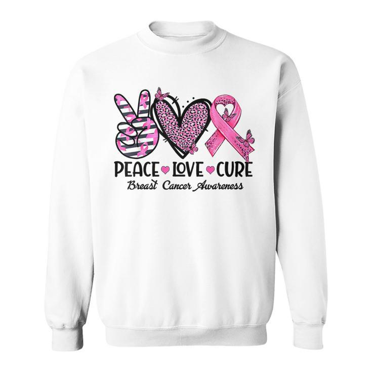 Peace Love Cure Pink Ribbon Heart Breast Cancer Awareness Sweatshirt