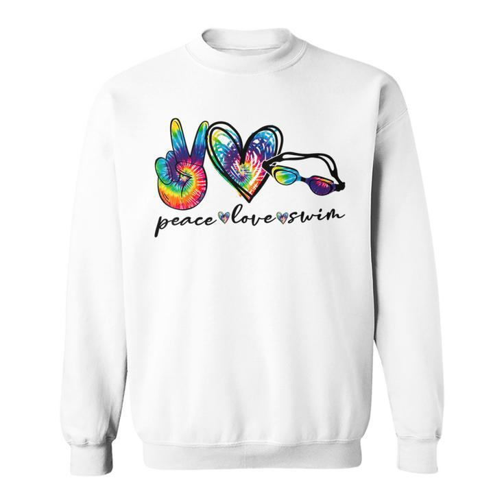 Peace Love Swim Tie Dye Swimmer Swimming Gifts Summer Trip  Sweatshirt