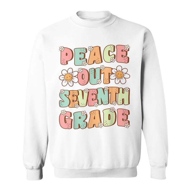 Peace Out Seventh Grade Cute Groovy Last Day Of 7Th Grade Sweatshirt
