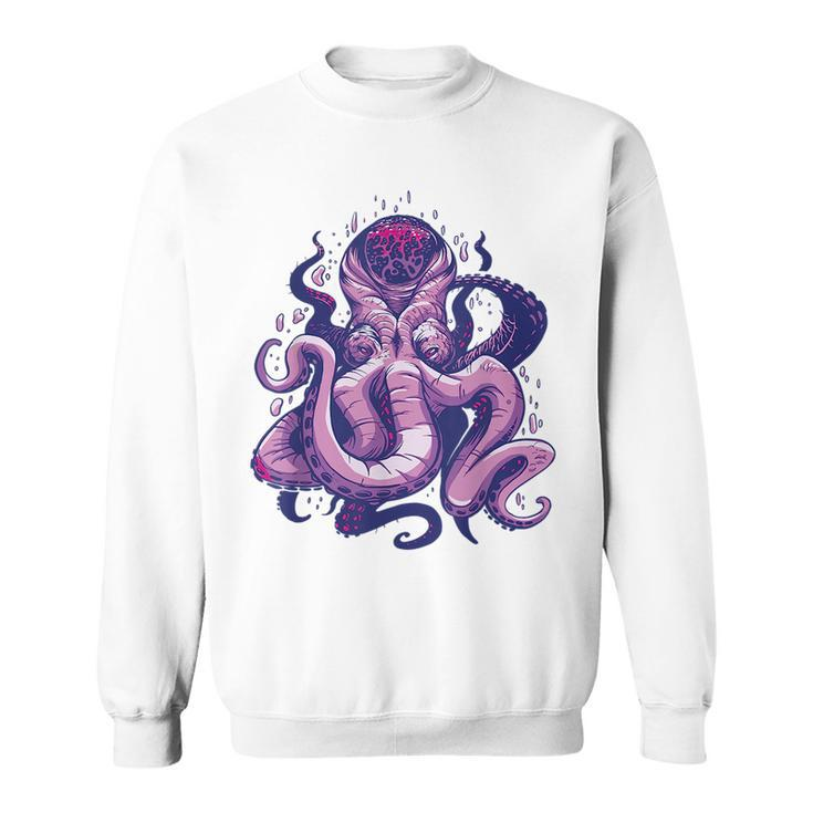 Purple Kraken Sea Ocean Monster Cool Scary Creature  Sweatshirt