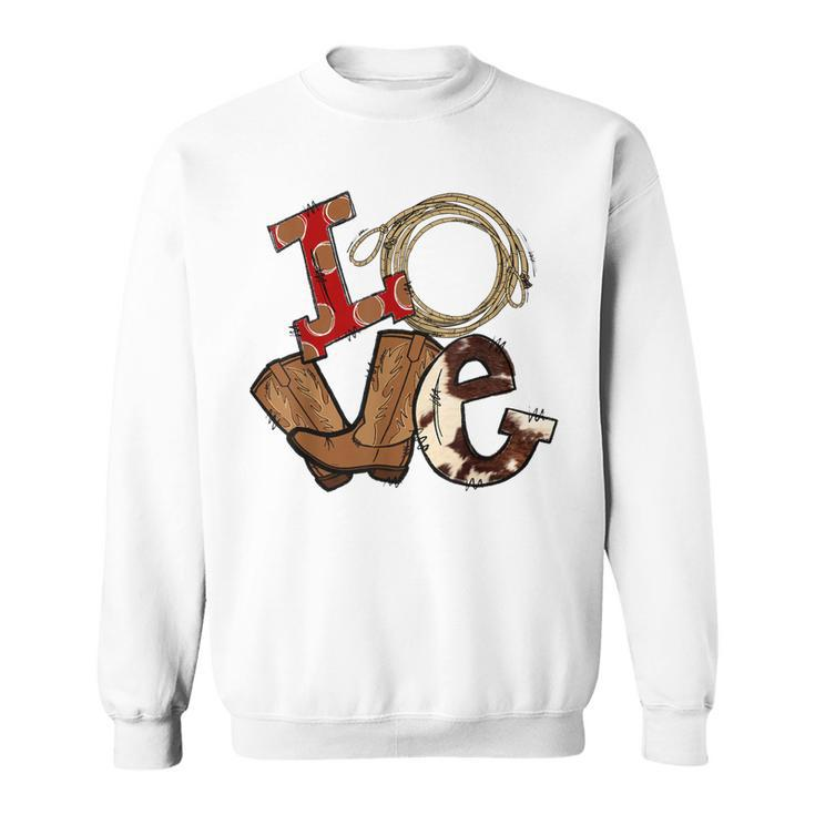 Retro Love Rodeo Cowboy Boots Lasso Western Country Cowgirl Sweatshirt