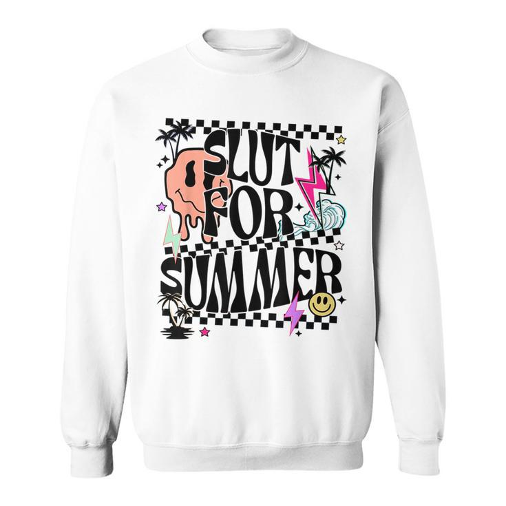 Retro Summer Slut For Summer Cute Vacation Checkered  Sweatshirt