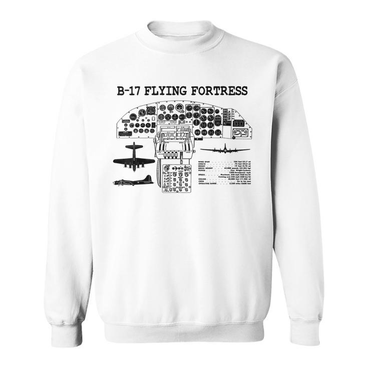 Retro Usa Wwii B-17 Cockpit Usa Warplane B17 Flying Fortress  Sweatshirt