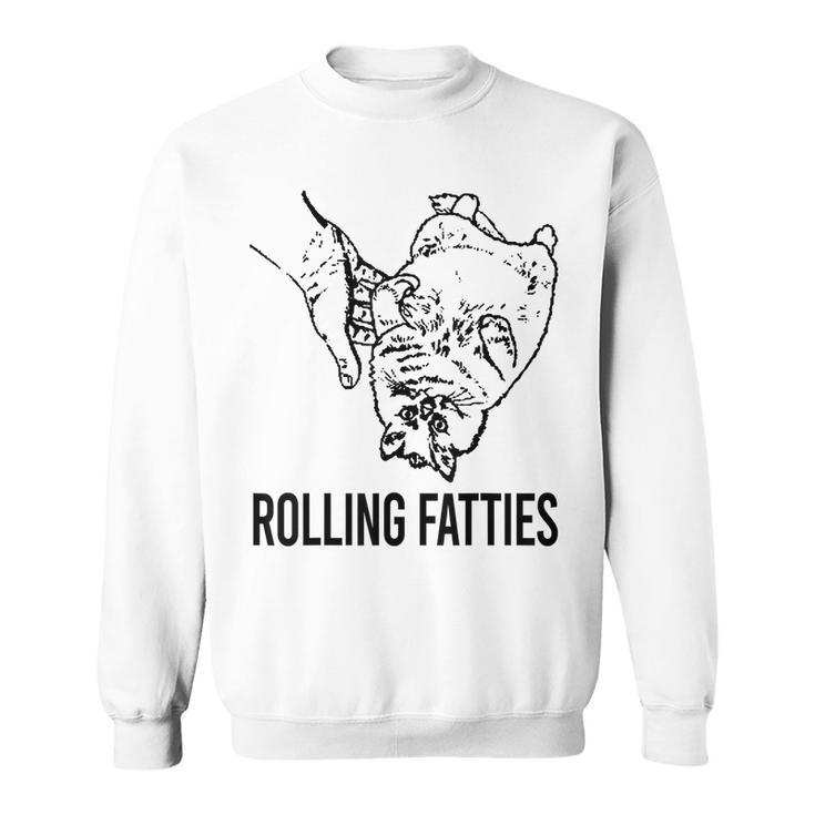 Rolling Fatties Funny Cat Cute Kitten Minimalist Graphic Paw  Sweatshirt
