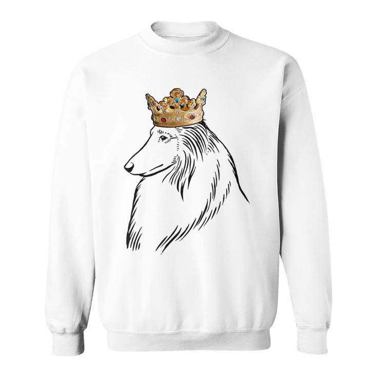 Rough Collie Dog Wearing Crown Sweatshirt