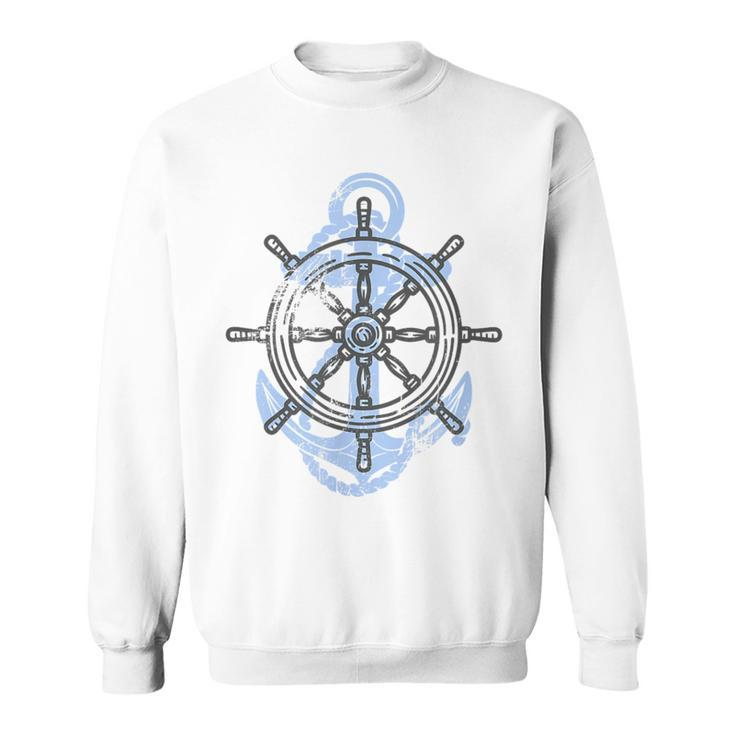 Rudder Anchor Sring Wheel Sailing Boat North Maritime  Sweatshirt