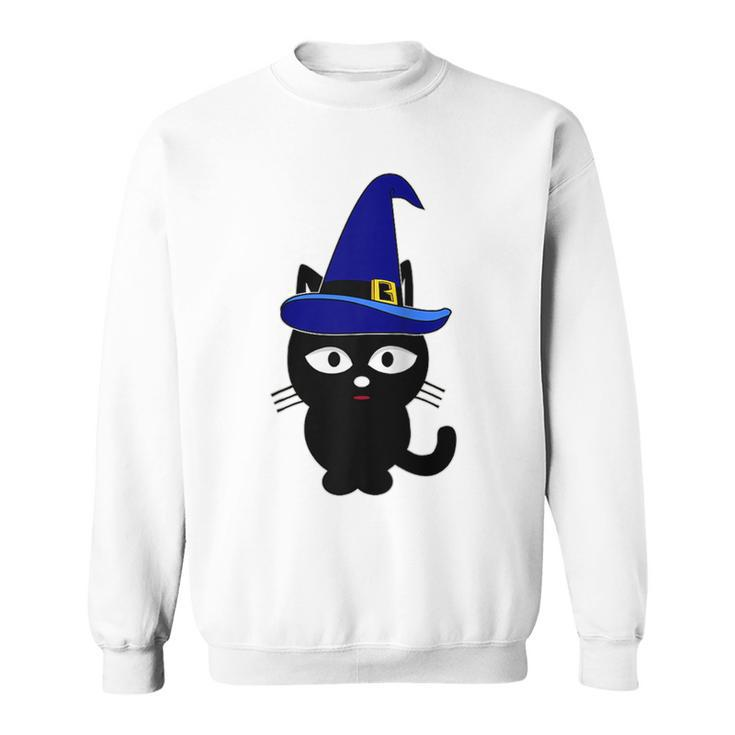 Scary Halloween Black Cats Wizard Witch Kitty Cat  Sweatshirt