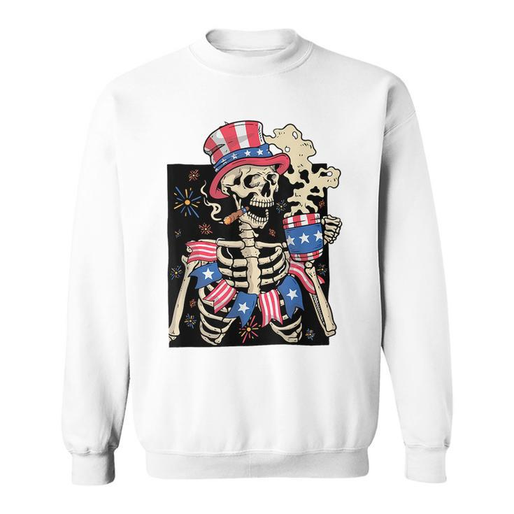 Skeleton American Flag Happy Independence Day  Sweatshirt