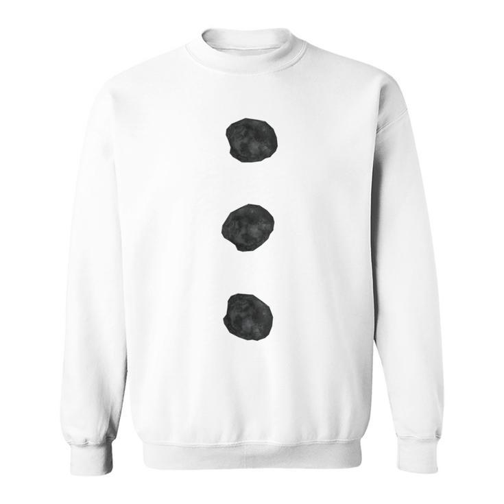 Snowman Costume Three Black Buttons On White Sweatshirt