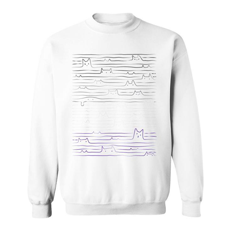 Subtle Asexual Pride Flag For Cat Lovers - Asexuality Ace  Sweatshirt