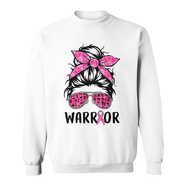 Support Squad Messy Bun Pink Warrior Breast Cancer Awareness Breast Cancer Awareness Funny Gifts Sweatshirt