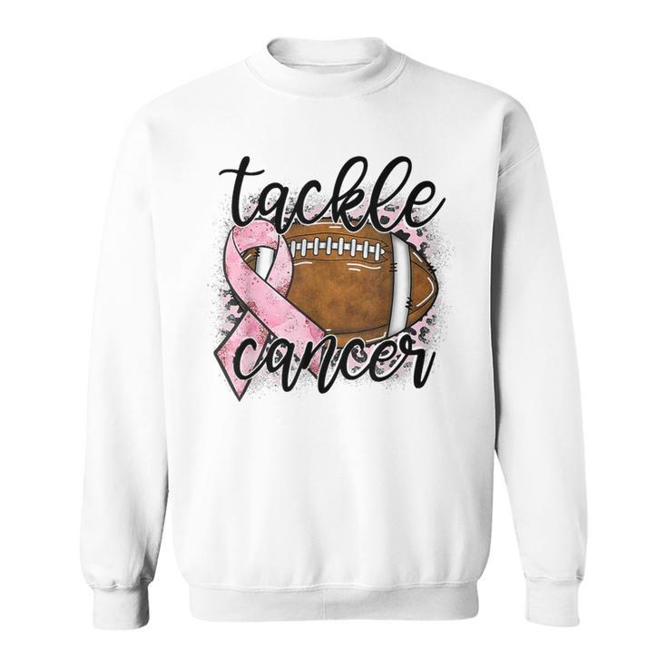 Tackle Breast Cancer Leopard Football Pink Ribbon Awareness Sweatshirt