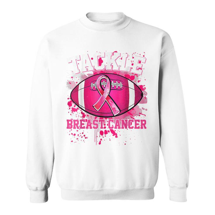 Tackle Football Pink Ribbon Breast Cancer Awareness Boy Kids  Sweatshirt