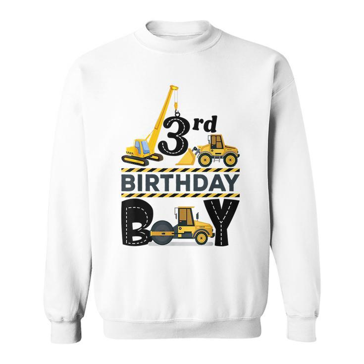 Three Year Old Party 3Rd Birthday Boy Construction Truck Car  Sweatshirt