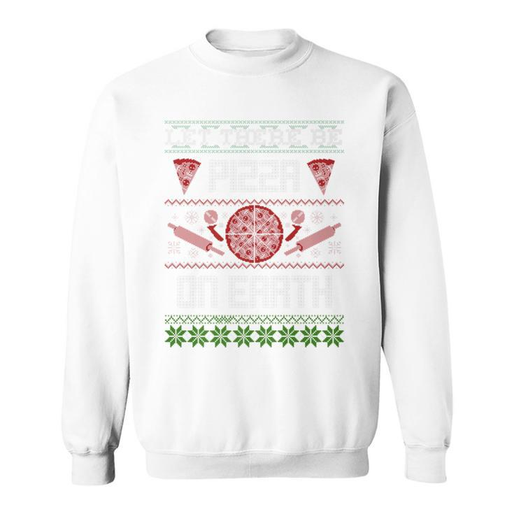 Ugly Christmas Sweater Let There Be Pizza On Earth Sweatshirt
