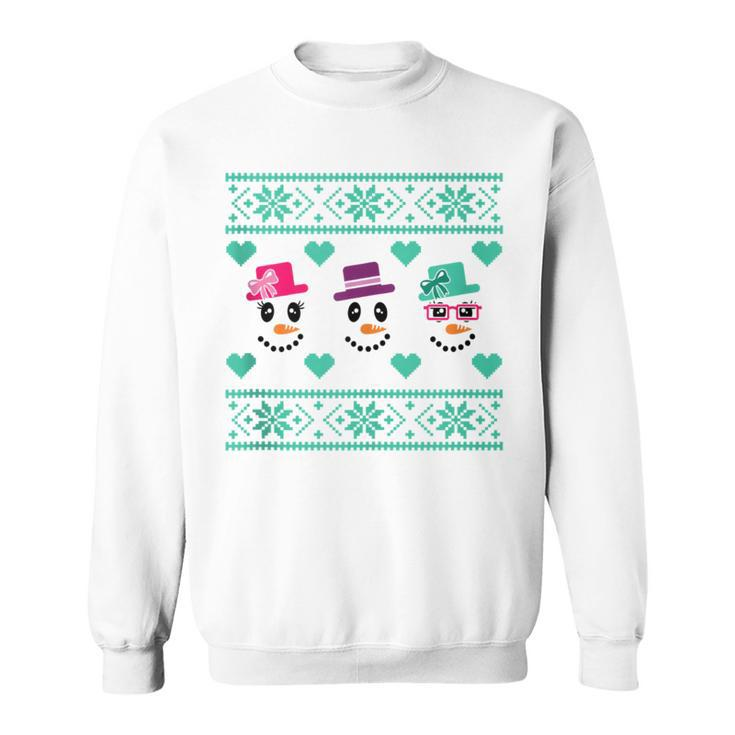 Ugly Christmas Sweater Style Snowmen Sweatshirt