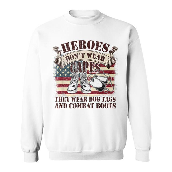 Us Flag Veterans Day Army Soldier Dogtags Combat Boots Hero  Sweatshirt