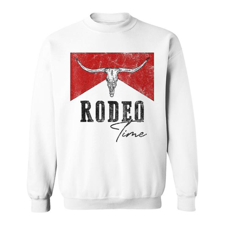 Vintage Bull Skull Western Life Country Rodeo Time  Sweatshirt