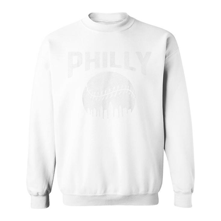 Vintage Distressed Philly Baseball Lovers Cityscape Skyline  Sweatshirt