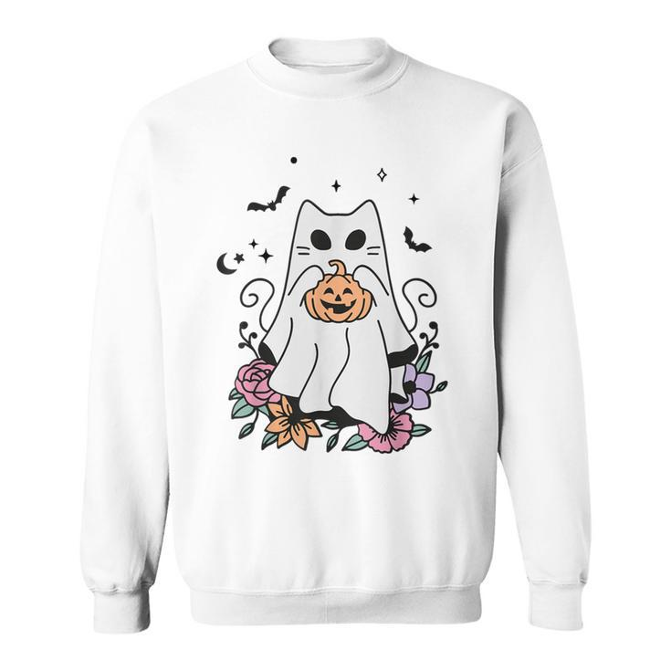 Vintage Halloween Ghost Cat Cute Cat In Ghost Costumes Sweatshirt
