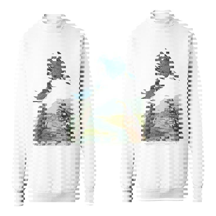 Watercolor Belted Kingfisher Bird Eat Fish Nature Birding Sweatshirt