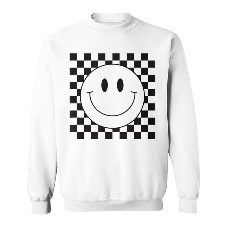 Yellow Smile Face  Cute Checkered Pattern Smiling Happy  Sweatshirt