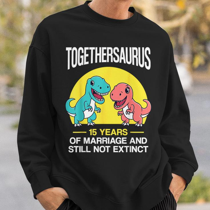 15Th 15-Year Wedding Anniversary T-Rex Couple Sweatshirt Gifts for Him