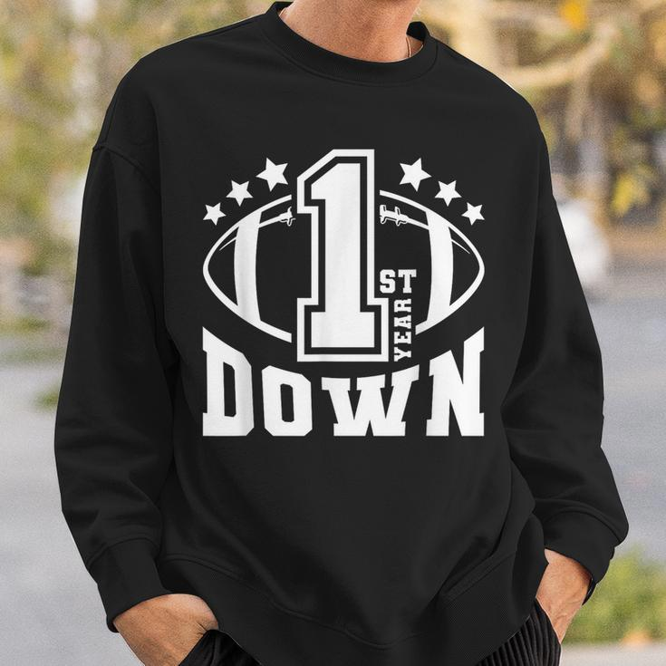 1St Birthday Football Touchdown-First Year Down Themed Party Sweatshirt Gifts for Him