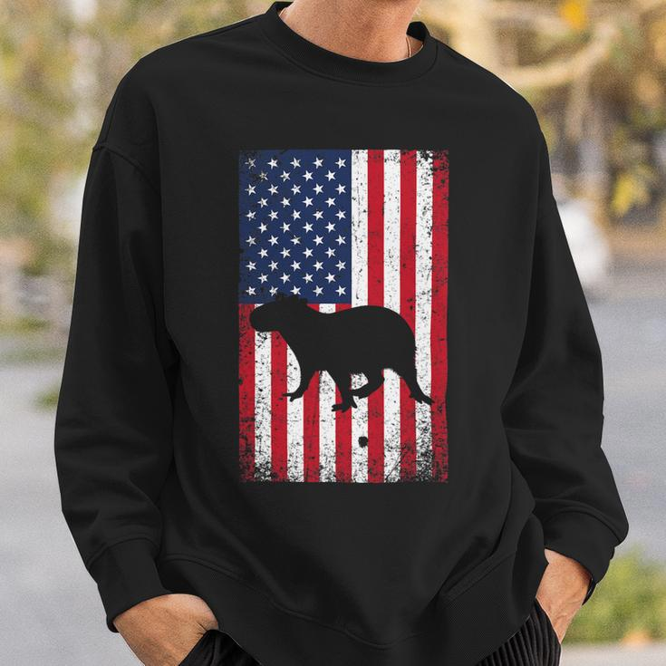 4 July Capybara Lover Capybara Owner Animal Usa Flag Sweatshirt Gifts for Him
