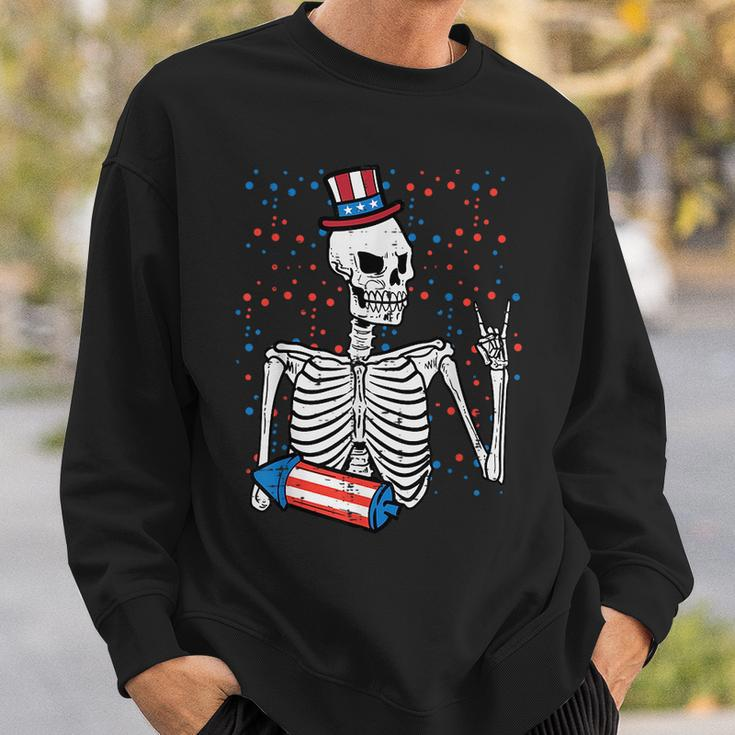 4Th July Rocker Skeleton Patriotic Rock Men Boys Kids N Sweatshirt Gifts for Him